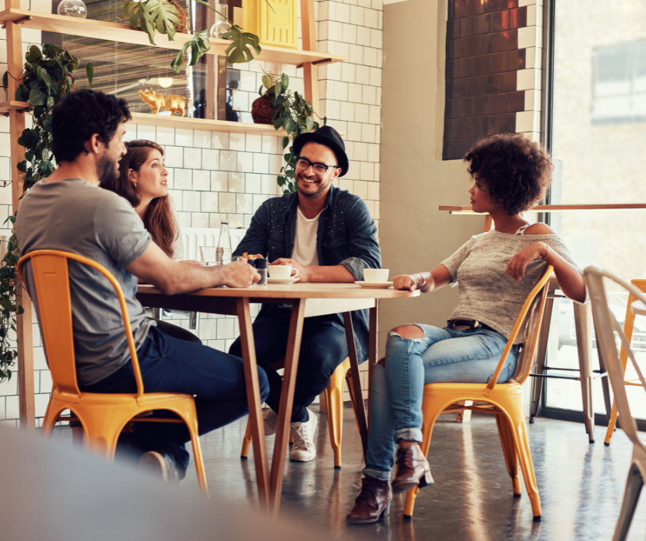 people hanging out at a coffee shop