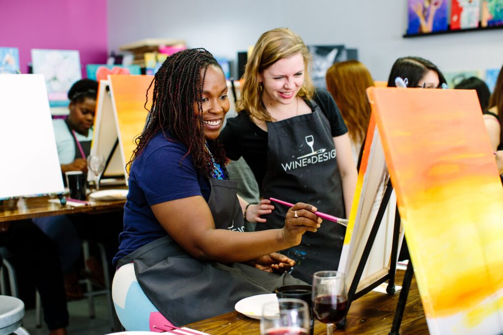 two women painting