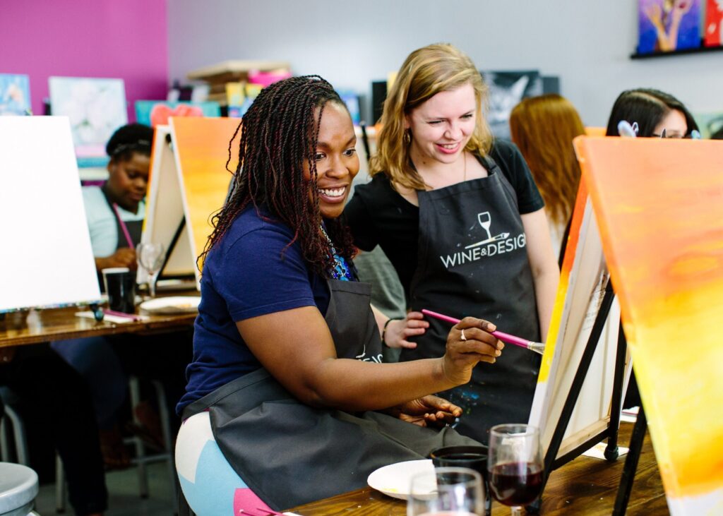 two women painting